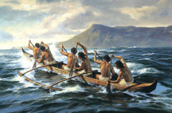 Traditional outrigger canoe