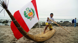 ISA SUP Peru - traditional reed boat