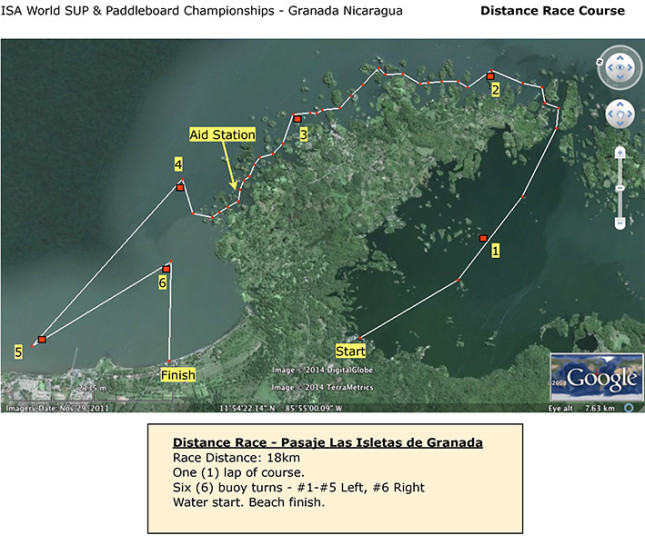 ISA World SUP Championship Granada distance course map