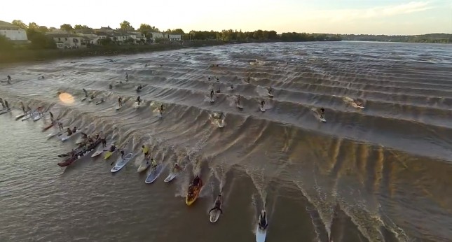 La Gironde River Tidal Bore surfing SUP France