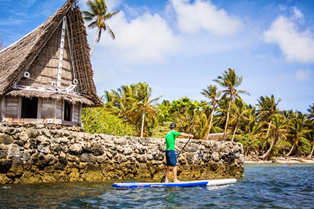 Stand up paddling in micronesia