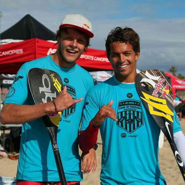 Casper Steinfath, the new world #7, with #2 Kai Lenny at Huntington yesterday (photo: World Series)