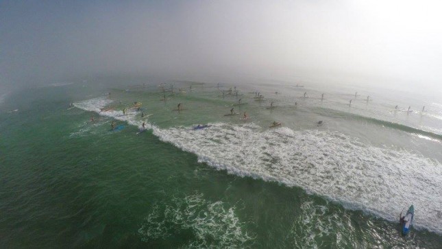 Start of the "Surf" to Sound Challenge in Wrightsville Beach. Foggy...