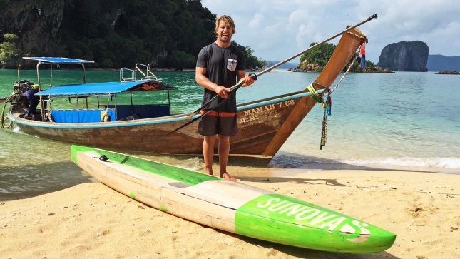 James Casey testing boards in Thailand earlier this month