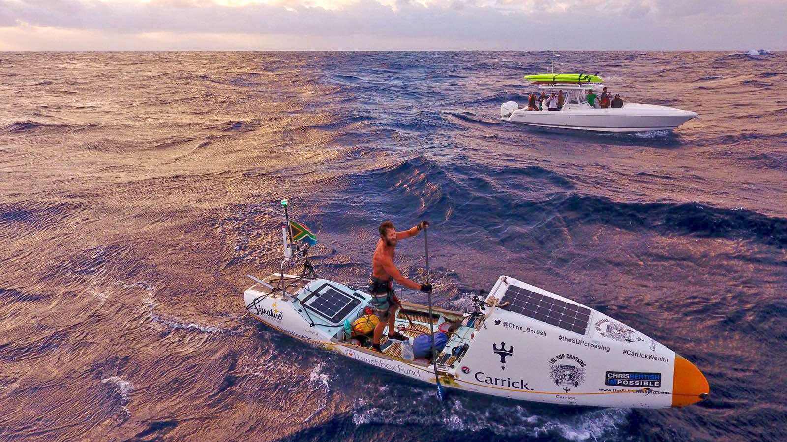 World-first as man crosses Atlantic Ocean unaided on paddle board