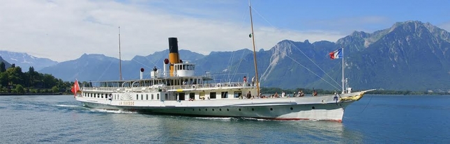 Lake Geneva CGN boat crossing France Switzerland